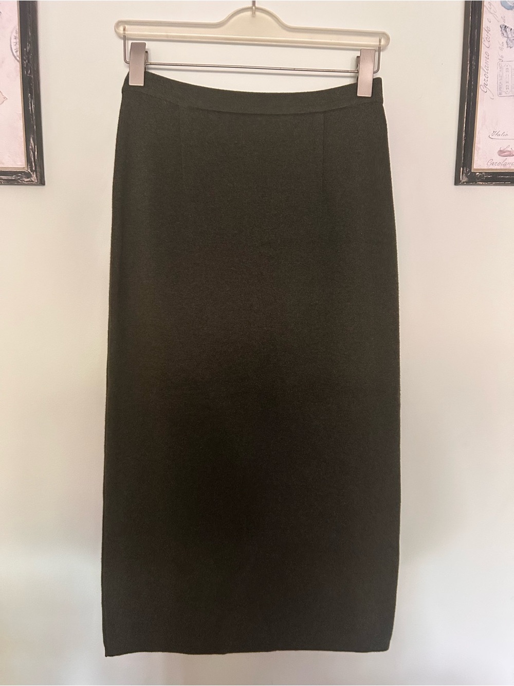 Peruvian Connection Dark Green 100% Pima Cotton Straight Skirt